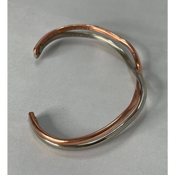 Sergio Lub "Life's Force" Magnetic Copper & Silver Signed Cuff Bracelet 6" - Picture 7 of 10